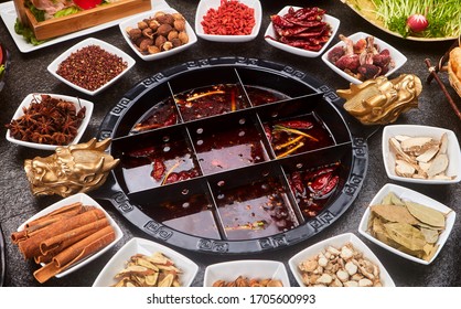 A table of delicious hot pot food