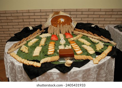 table with different types of cheese