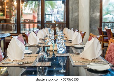 Table Dining Set In The Hotel Restaurant
