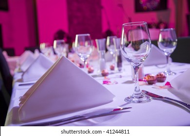 Table dressed up for wedding reception