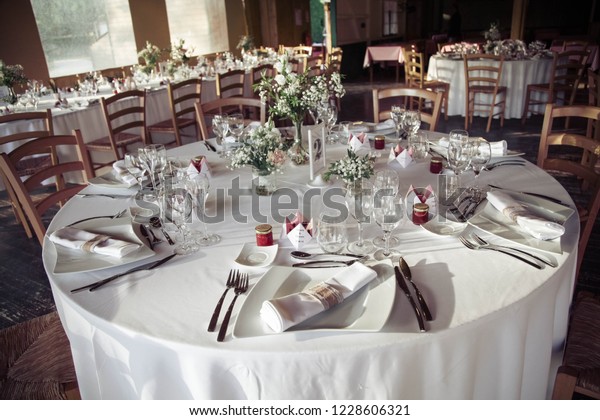 Table During Wedding Reception Stock Photo Edit Now 1228606321