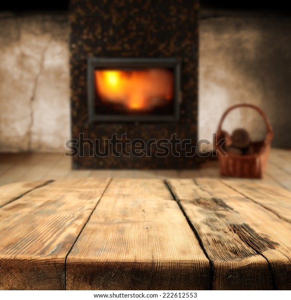 Table Fireplace Free Space Stock Image Download Now