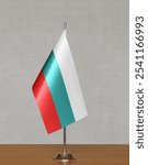 Table flag Bulgaria on grey blurred background