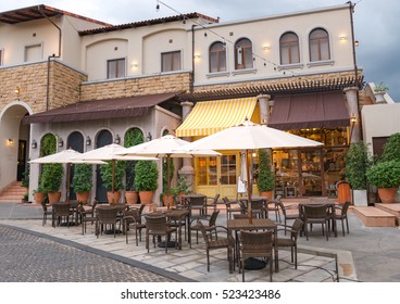 Table of food center tuscan style town in the evening,tuscana town - Powered by Shutterstock