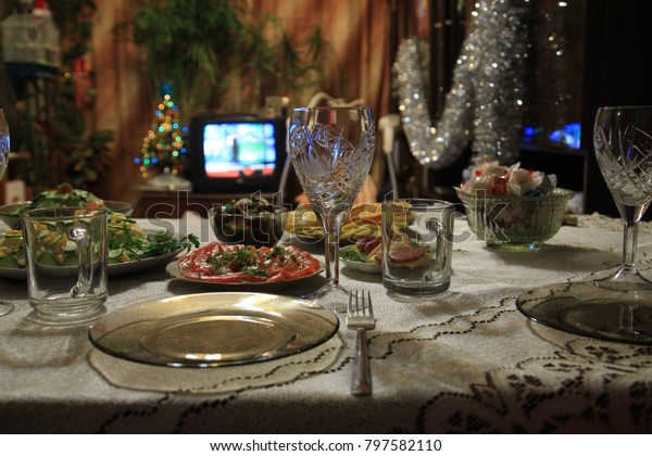 Table Food On New Years Eve Stock Photo Edit Now 797582110