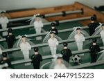 Table football decorated for wedding celebration, game for wedding buffet