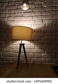 table lamp on the wall background