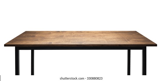 Table Made Of Black Metal Legs And Plywood Board