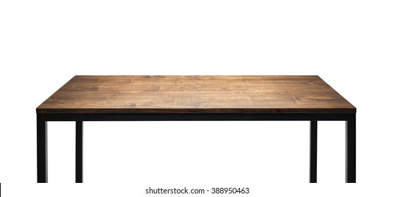 Table Made Of Black Metal Legs And Plywood Board