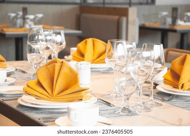 Table Manner with Restaurant Background
