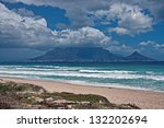 Table mountain and Cape Town from distant. South Africa.