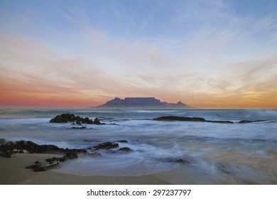 Table Mountain at sunset, Cape Town, South Africa.
