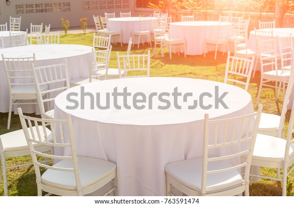 Table Outdoor Wedding Reception Food And Drink Stock Image