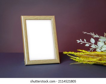 Table Photo Frame. White Empty  Mockup Space