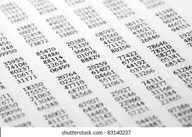 Table Of Random Numbers