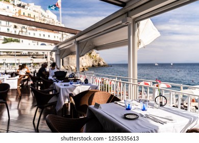 table seat at the beach side