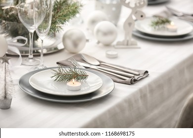 Table Served For Christmas Dinner