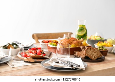 Table Set For Big Family Dinner