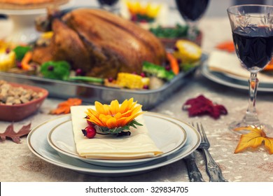 Table Set Up For Celebrating Thanksgiving