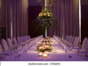 Table Set For Elegant Banquet