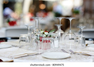 Table set for an event party or dinner