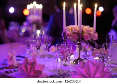 Table Set For An Event Party Or Wedding Reception