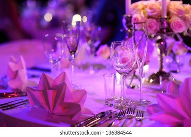 Table Set For An Event Party Or Wedding Reception