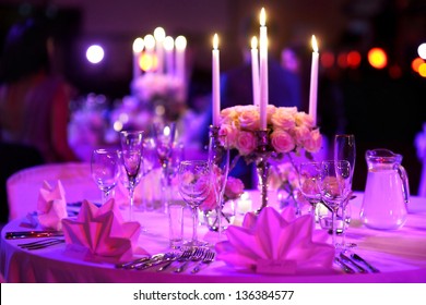 Table Set For An Event Party Or Wedding Reception