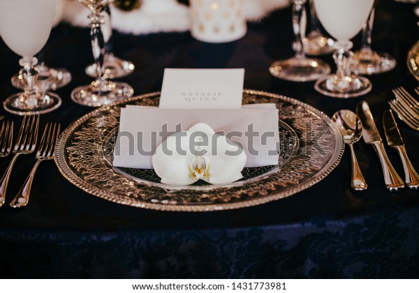 Table Set Event Party Wedding Reception Stock Photo Edit Now