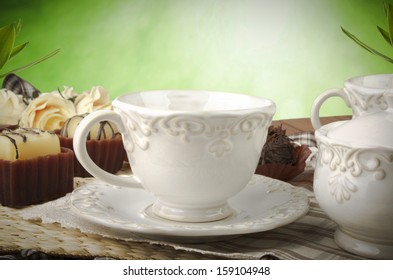 Table Set For High Tea With Cookies