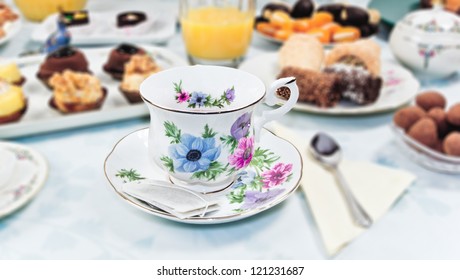 Table Set For High Tea With Sweet Cookies