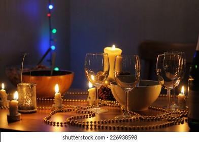 Table Set For An Home Party Or Xmas Reception 