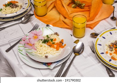 Table Set For A Lavish Dinner 