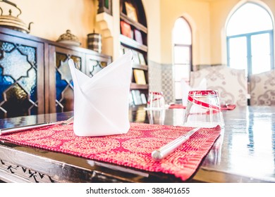 Table Set For Lunch Or Dinner With Morocco Style - Vintage Filter