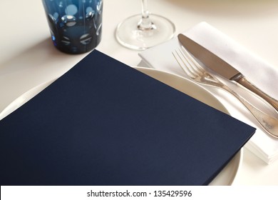 Table Set And Menu In A Luxury Restaurant