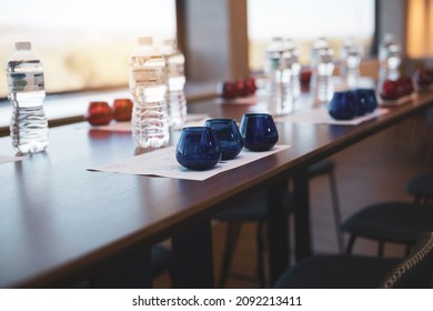 A Table Set In The Room To Taste Extra Virgin Olive Oil.