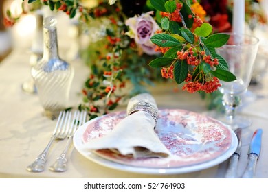 Table set for wedding reception or New Year party