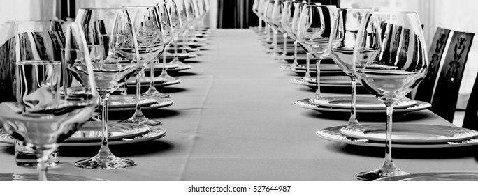 Table Setting For A Banquet Or Dinner Party.