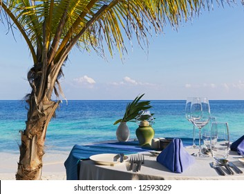  Table Setting At Beach Restaurant