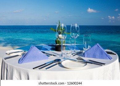 Table Setting At Beach Restaurant