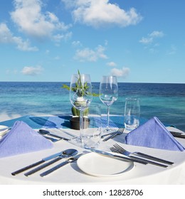 Table Setting At Beach Restaurant