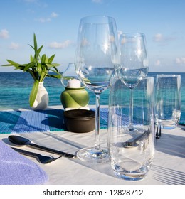 Table Setting At Beach Restaurant