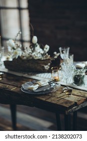 Table setting. beautifully decorated rustic table. High quality photo