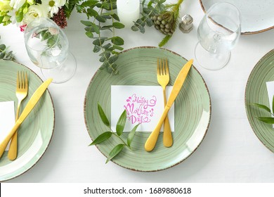 Table Setting With Card For Mother's Day Dinner