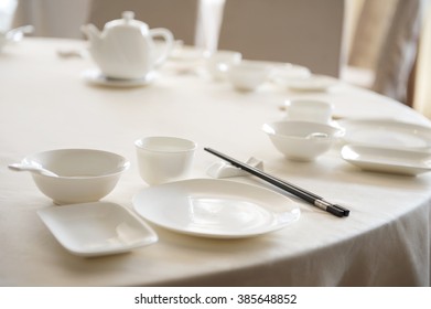 Table Setting In A Chinese Yum Cha Restaurant.