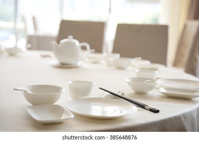 Table Setting In A Chinese Yum Cha Restaurant.
