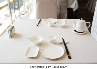 Table Setting In A Chinese Yum Cha Restaurant.