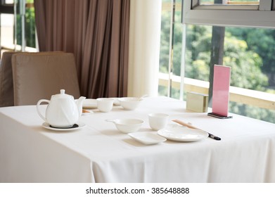 Table Setting In A Chinese Yum Cha Restaurant.