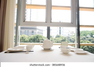 Table Setting In A Chinese Yum Cha Restaurant.