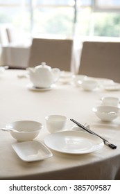 Table Setting In A Chinese Yum Cha Restaurant.